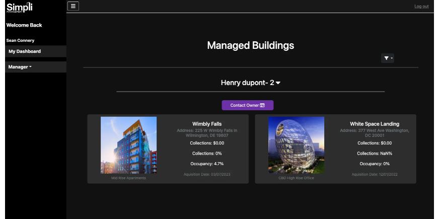 Viewing client's buildings on building management software