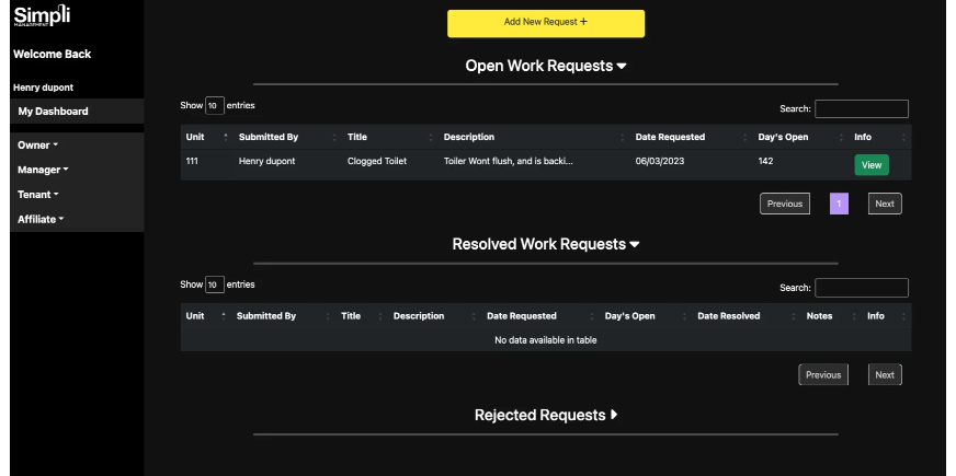 Reviewing open work requests on building management software