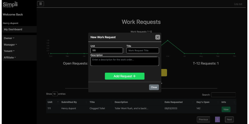 A manager responding to property a work request using management software for small landlords